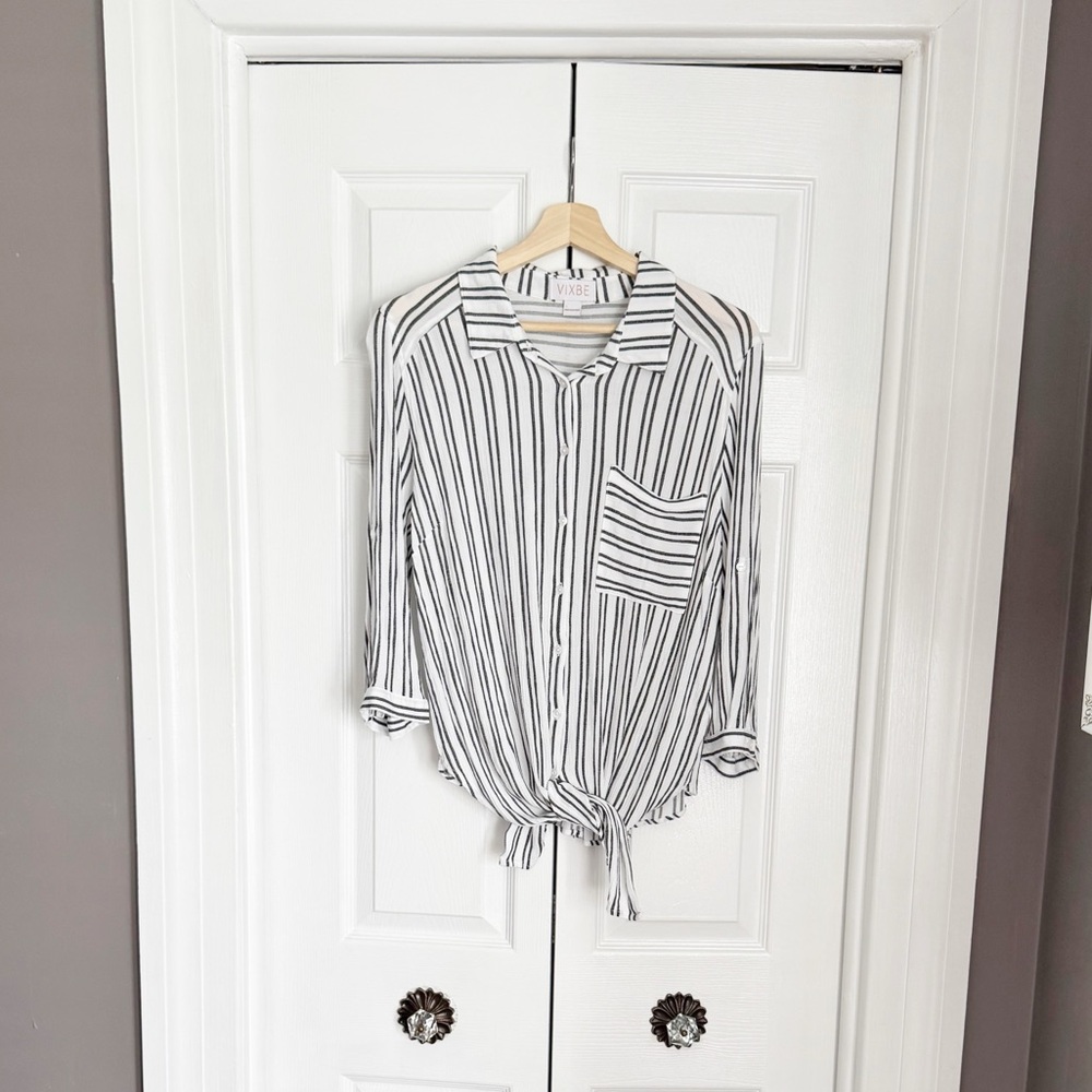 knotted striped blouse